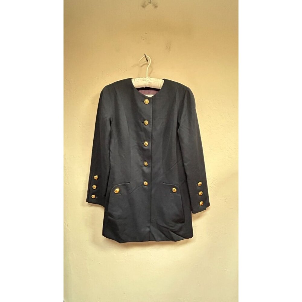 Vintage Nina Ricci Womens Size 38 Blazer Jacket Gold Tone Buttons Wool Black